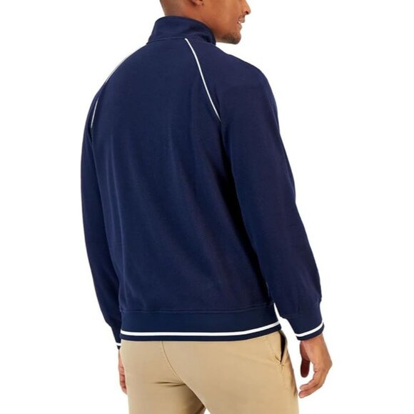 Club Room Mens Track Jacket Funnel Neckline Contrast Trim Navy Blue Size XXL - Picture 2 of 3